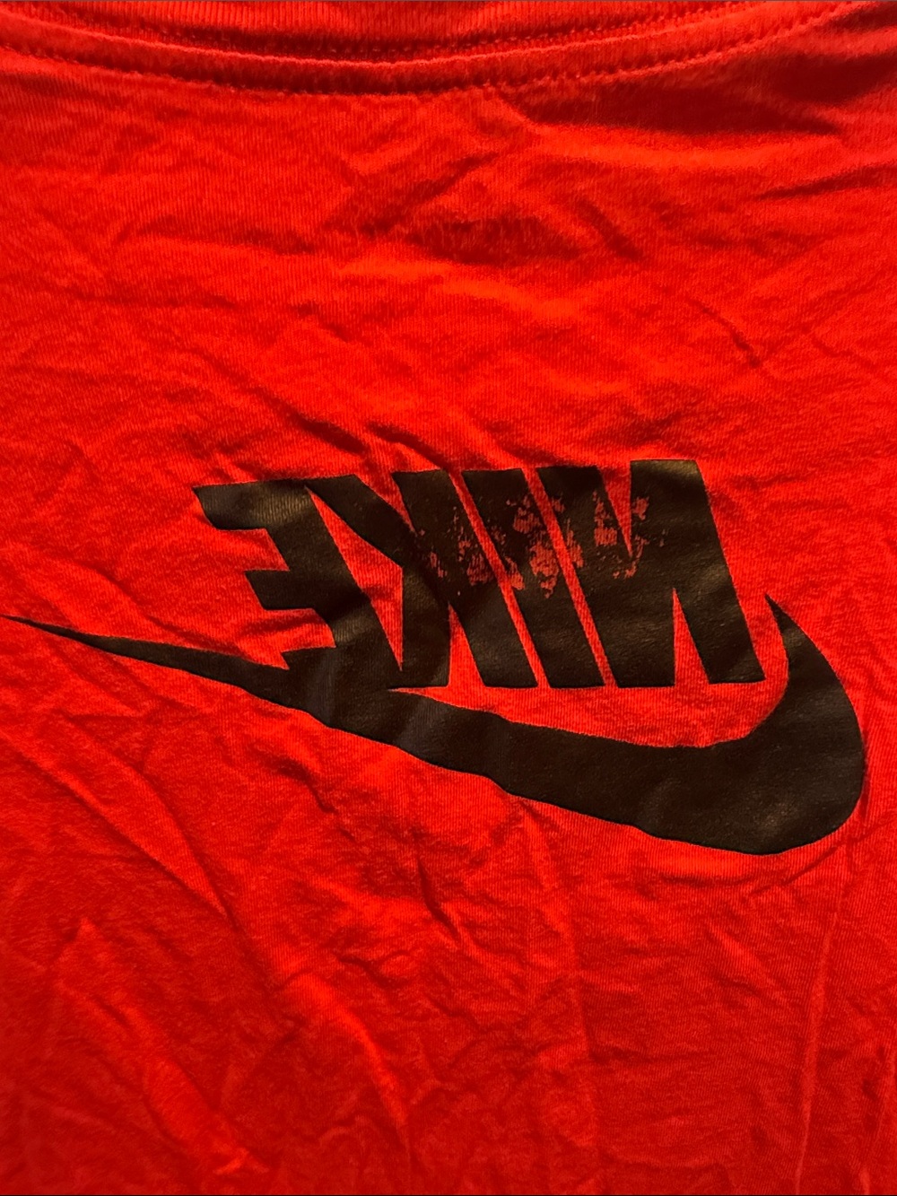 Nike Red Long-Sleeve Shirt with Black Swoosh Size: L - Picture 7 of 7